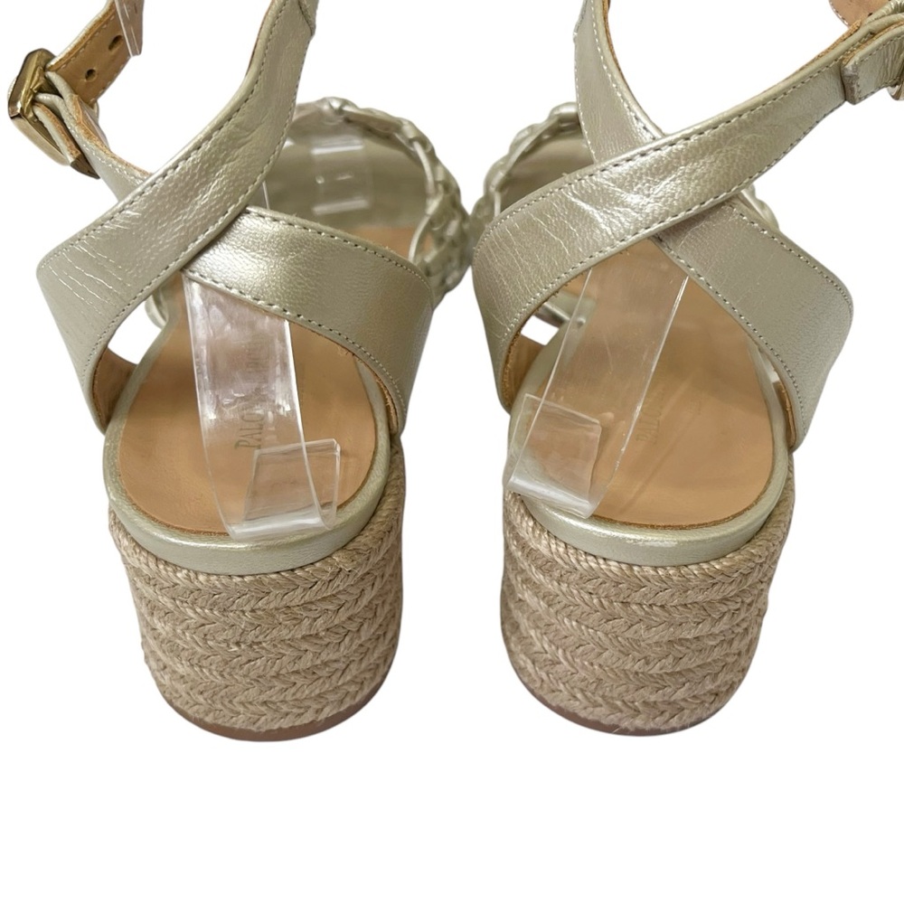Paloma Barcelo Espadrille Sandals Gold Raffia Heel Women’s Size 37 Woven Leather - Picture 7 of 14